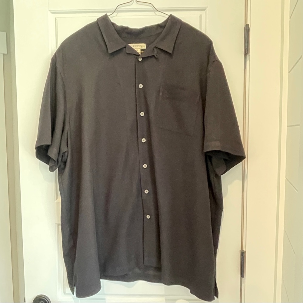 Island Passport Men's Black Button-Down Tropical Shirt-3xl